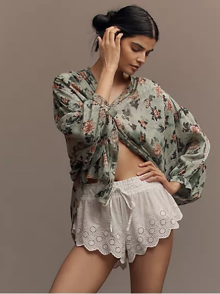Nwt Sidney Batwing Blouse Pilcro Anthropologie Sz Xl Green Floral Oversized